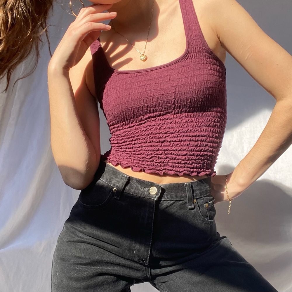 SOLD - Purple smocked crop top